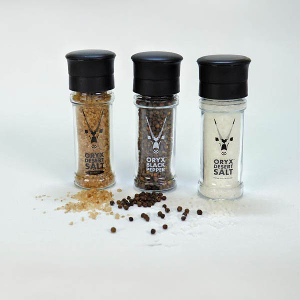 Oryx Desert Salt and Black Pepper grinders